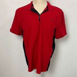 321 Calvin Klein Red Polo with Black Side Panels   See Measurements